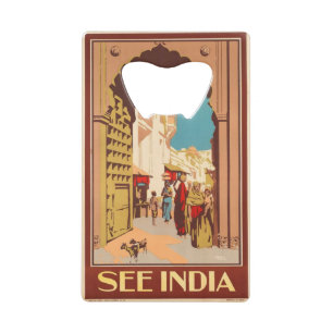Vintage India Travel Poster custom bottle opener