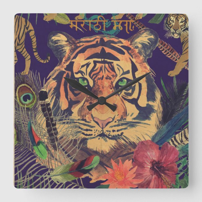 Vintage India Travel Square Wall Clock (Front)