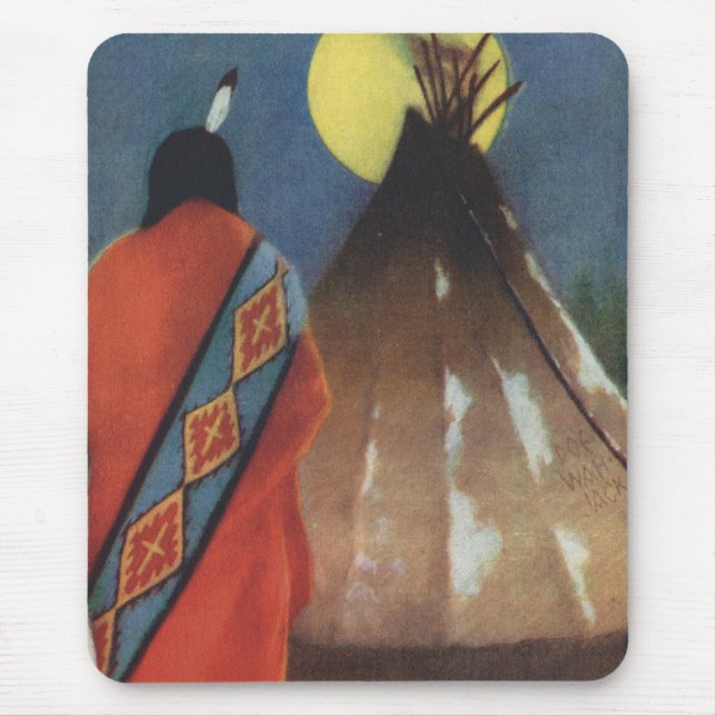 Vintage Indian and Teepee Mouse Mat (Front)