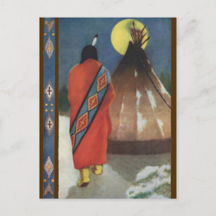 Vintage Indian and Teepee Postcard