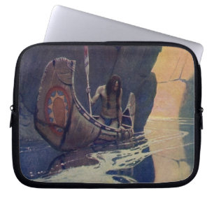 Vintage Indian Canoe Paddling Sun Classic Laptop Sleeve