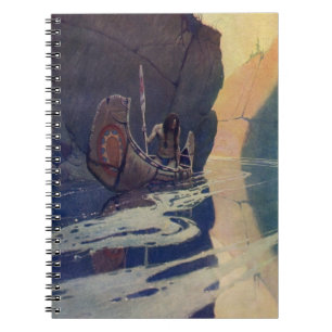 Vintage Indian Canoe Paddling Sun Classic Notebook