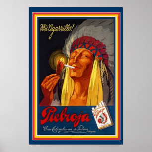 Vintage Indian Chief Cigarette Ad Poster 13 x 19