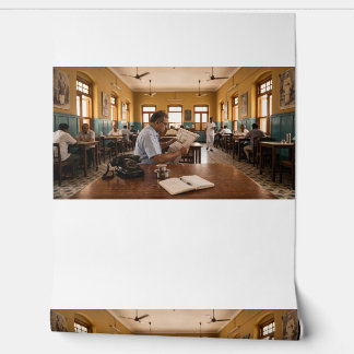 Vintage Indian Coffee House 1960s Retro Café Scene Wallpaper