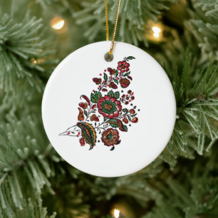 Vintage Indian Cotton Chintz Fabric  Ceramic Tree Decoration