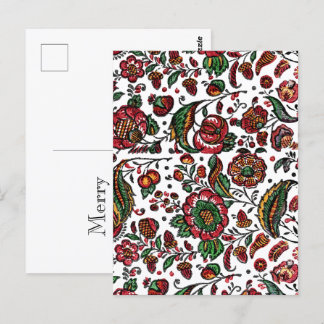 Vintage Indian Cotton Chintz Fabric  Postcard