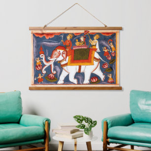 Vintage Indian Elephant Hanging Tapestry