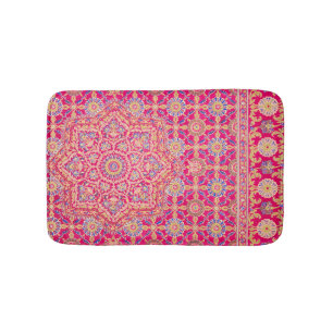 Vintage Indian Embroidery Pattern Bath Mat