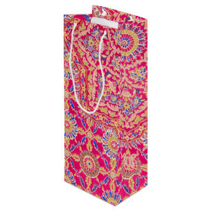 Vintage Indian Embroidery Pattern Wine Gift Bag