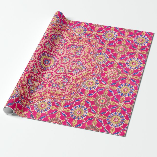 Vintage Indian Embroidery Pattern Wrapping Paper (Unrolled)
