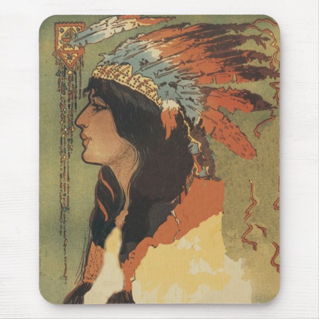 Vintage Indian Girl Mouse Mat (Front)