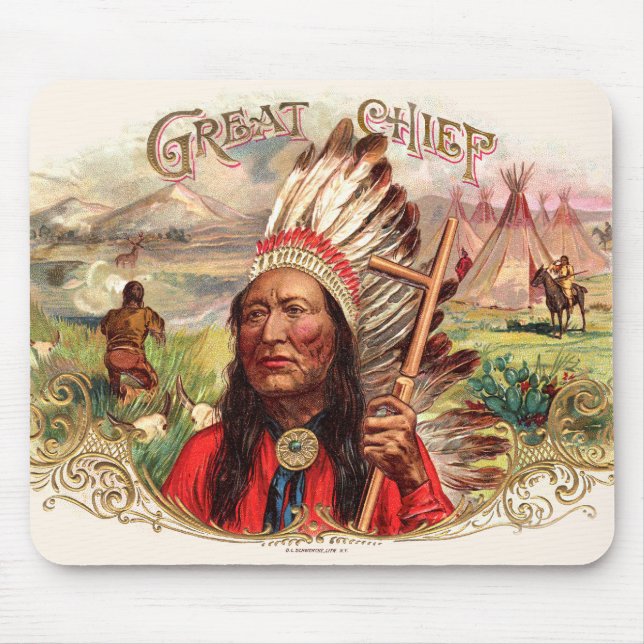Vintage Indian Great Chief Cigar Box Mouse Mat (Front)