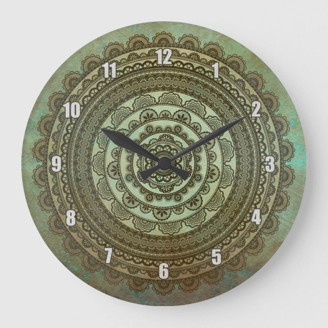 Vintage Indian Mandala Spiritual Zen Wall Clock (Front)