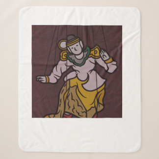 Vintage Indian miniature style art graphic pillow Sherpa Blanket