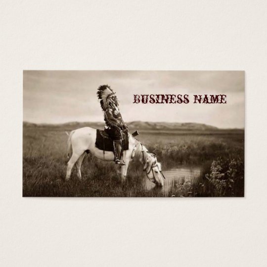 vintage Indian on Horseback Business Cards