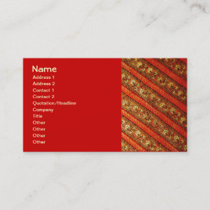 Vintage Indian Red Gold & Silk Floral Pattern Business Card