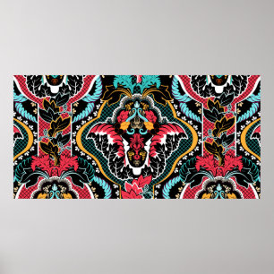 Vintage indian seamless pattern. Floral wallpaper Poster