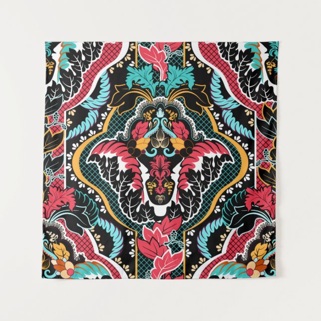 Vintage indian seamless pattern. Floral wallpaper Tapestry (Front)