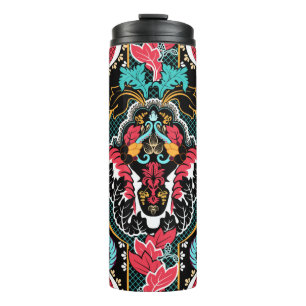 Vintage indian seamless pattern. Floral wallpaper Thermal Tumbler