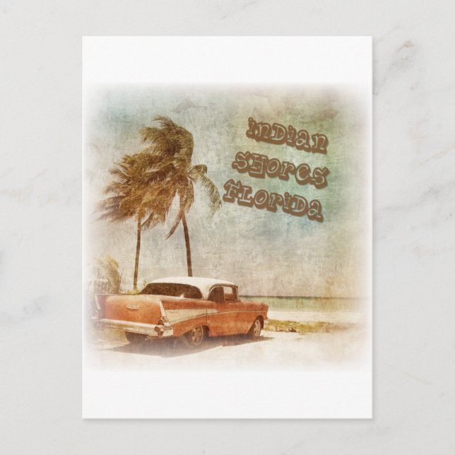 Vintage Indian Shores Beach Scene Postcard (Front)