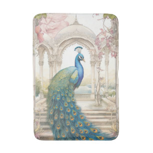 Vintage Indian Style Floral Garden Peacock Bath Mat