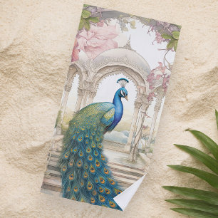 Vintage Indian Style Floral Garden Peacock Beach Towel