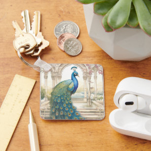 Vintage Indian Style Floral Garden Peacock Key Ring