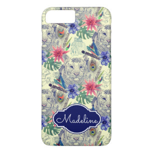 Vintage Indian Style Tiger Pattern   Add Your Name iPhone 8 Plus/7 Plus Case