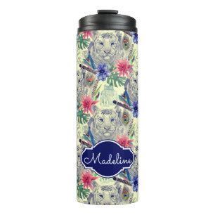 Vintage Indian Style Tiger Pattern   Add Your Name Thermal Tumbler