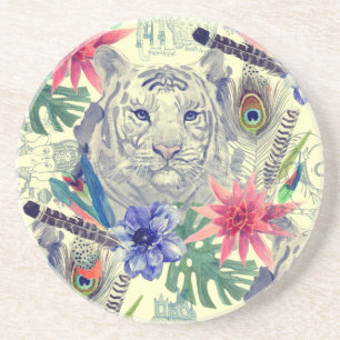 Vintage Indian Style Tiger Pattern Coaster