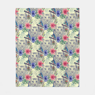 Vintage Indian Style Tiger Pattern Fleece Blanket