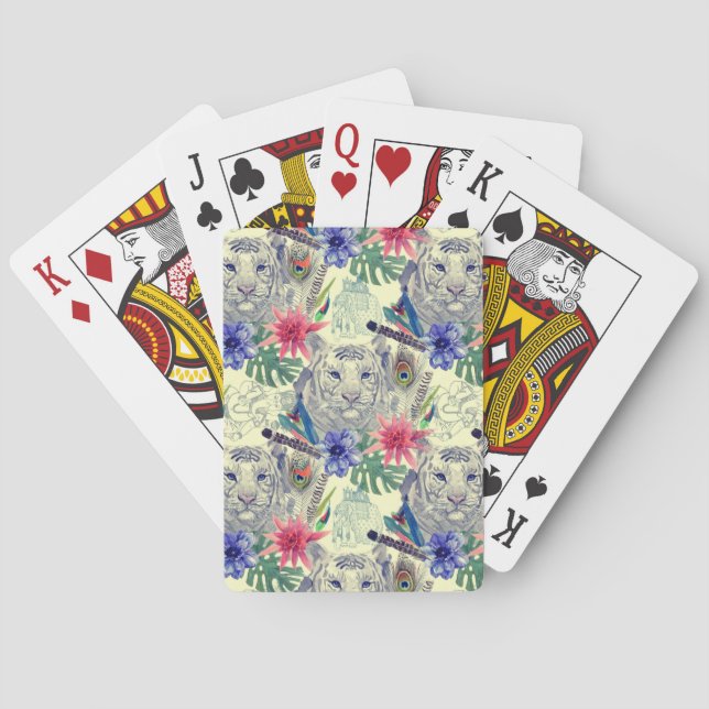 Vintage Indian Style Tiger Pattern Playing Cards (Back)