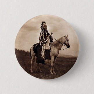Vintage Indian War Chief 6 Cm Round Badge