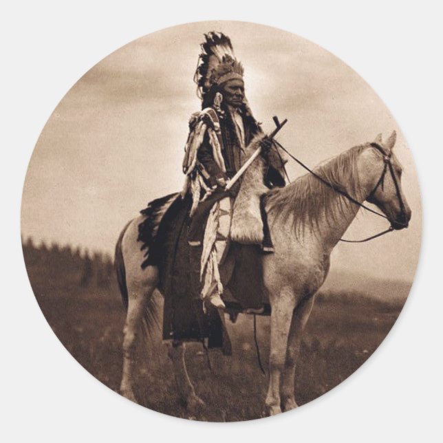Vintage Indian War Chief Classic Round Sticker (Front)