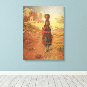 Vintage Indian Water Carrier by EW Rollins Canvas Print