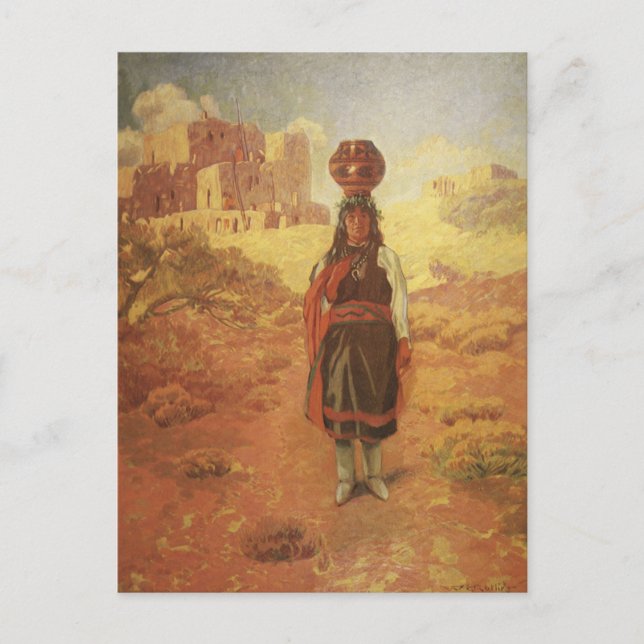 Vintage Indian Water Carrier by EW Rollins Postcard (Front)
