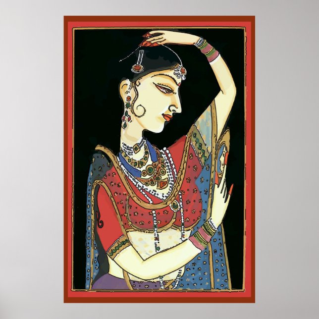 Vintage Indian Woman, Mughal Art Poster (Front)