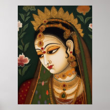 Vintage Indian Woman Portrait Pichwai Painting