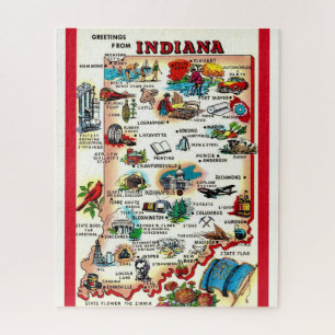 Vintage Indiana 16x20 Map Puzzle
