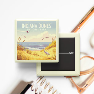 Vintage Indiana Dunes National Park  15 Cm Square Badge