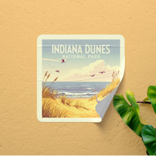 Vintage Indiana Dunes National Park Square Sticker