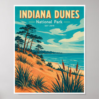 Vintage Indiana Dunes National Park Travel Poster
