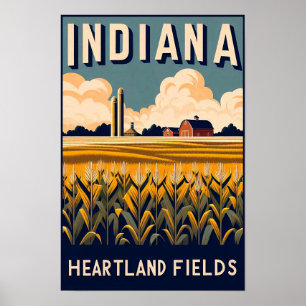 Vintage Indiana Farm Landscape Poster