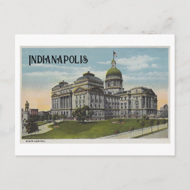 Vintage Indiana Statehouse, Indianapolis Postcard (Front)