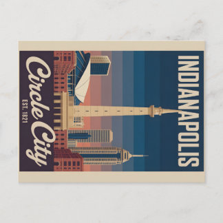 Vintage Indianapolis Indiana Retro Cityscape Trave Postcard