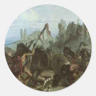 Vintage Indians, Bison Dance by Karl Bodmer Classic Round Sticker