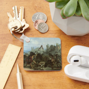 Vintage Indians, Bison Dance by Karl Bodmer Key Ring