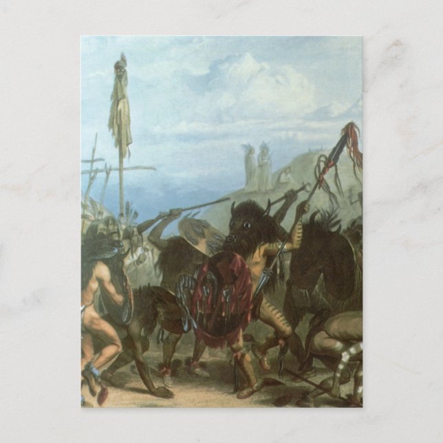 Vintage Indians, Bison Dance by Karl Bodmer Postcard (Front)