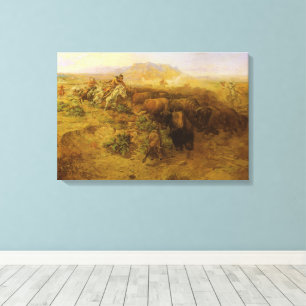 Vintage Indians, Buffalo Hunt by CM Russell Canvas Print