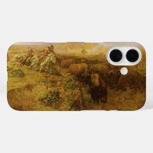 Vintage Indians, Buffalo Hunt by CM Russell iPhone 16 Case